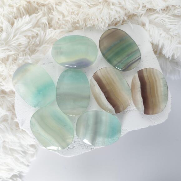 Yttrium Fluorite Palm Stone Transformation Crystals - Picture 1 of 9